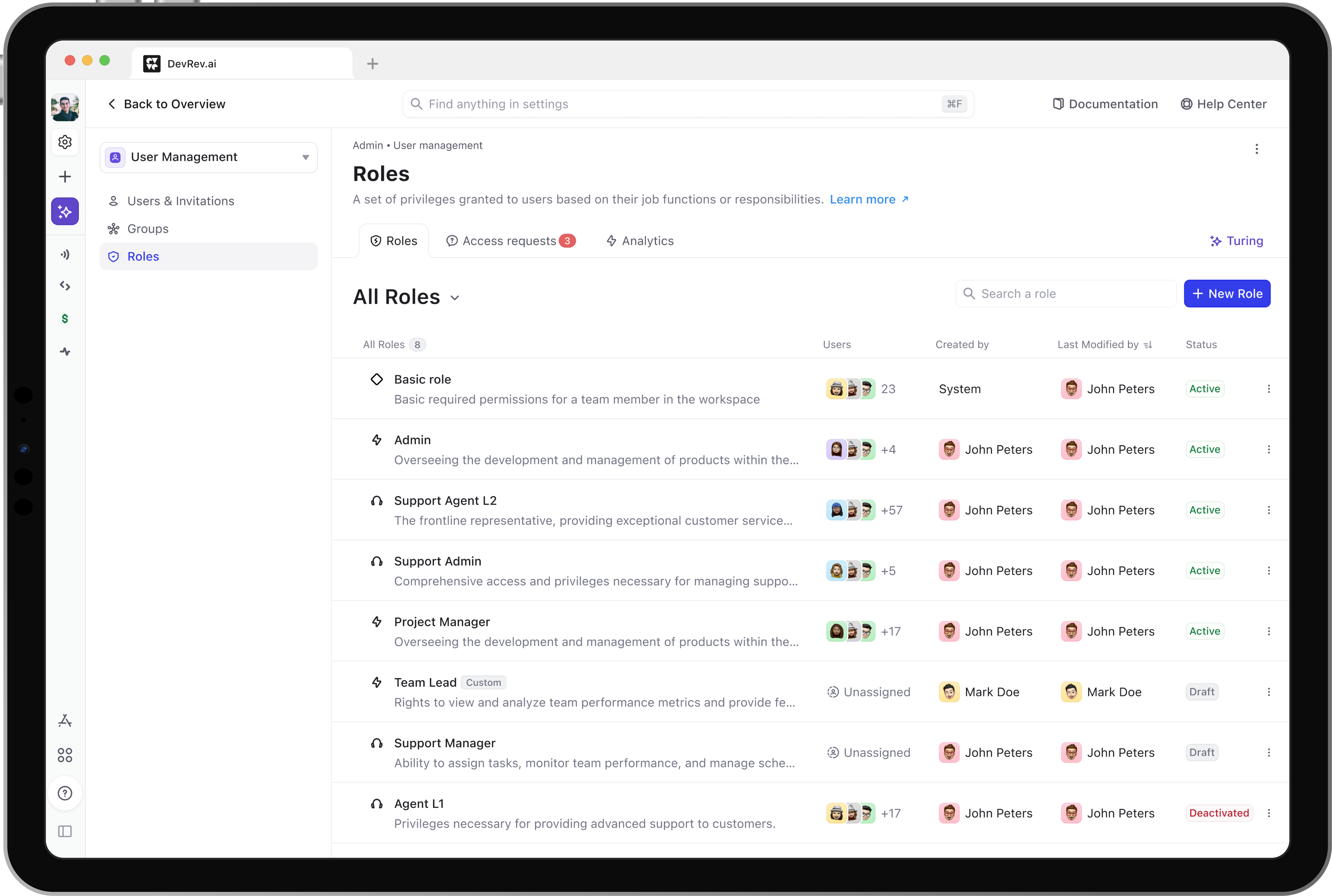 All roles list